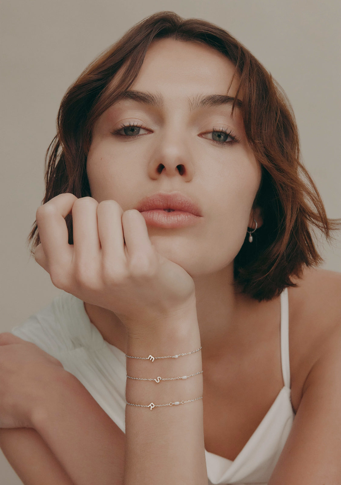Pearl Letter Bracelet - Silver