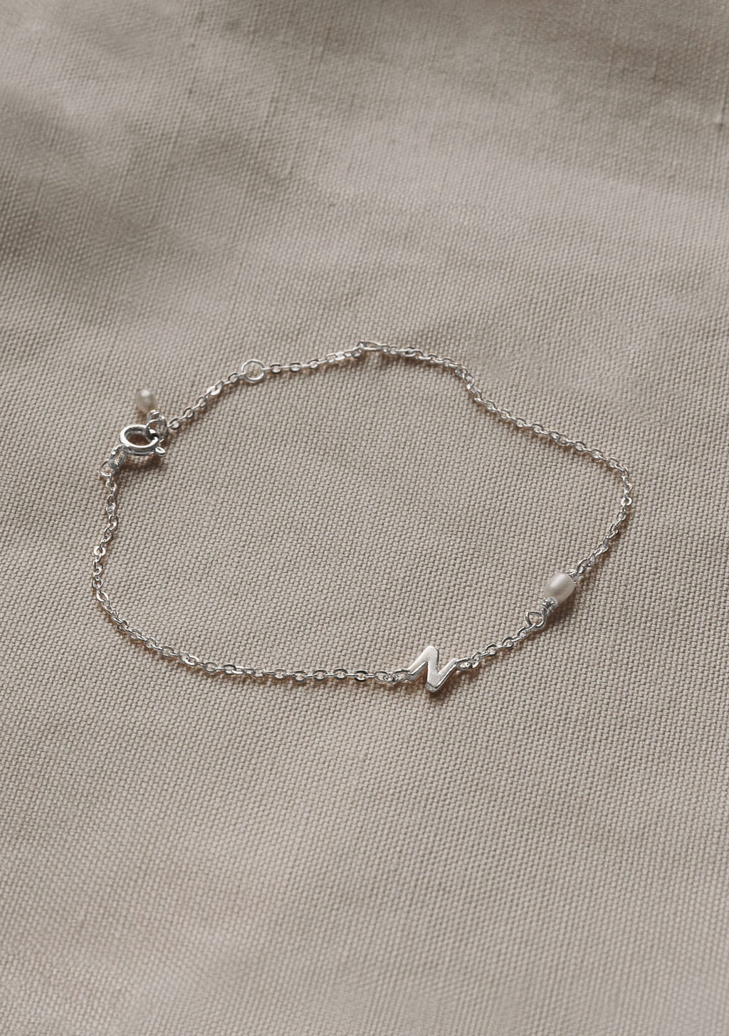 Pearl Letter Bracelet - Silver