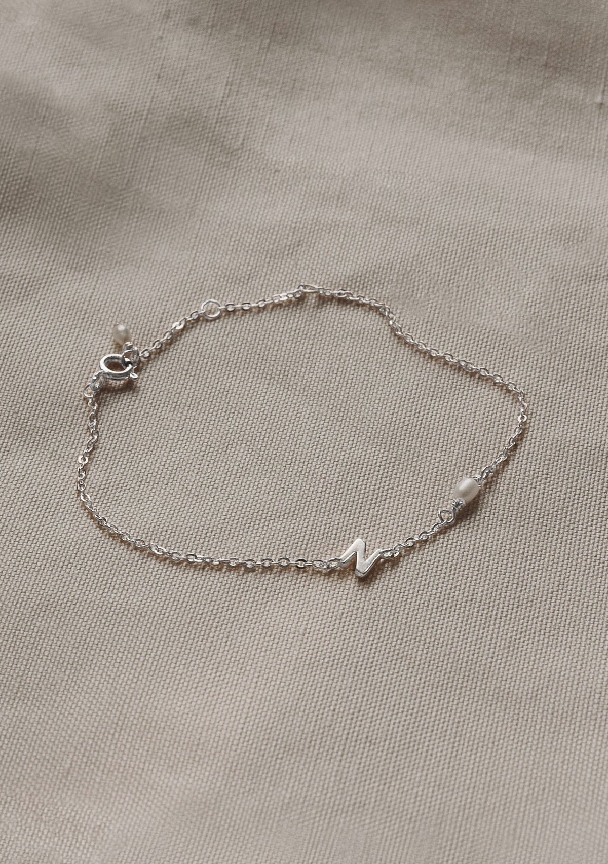Pearl Letter Bracelet - Silver