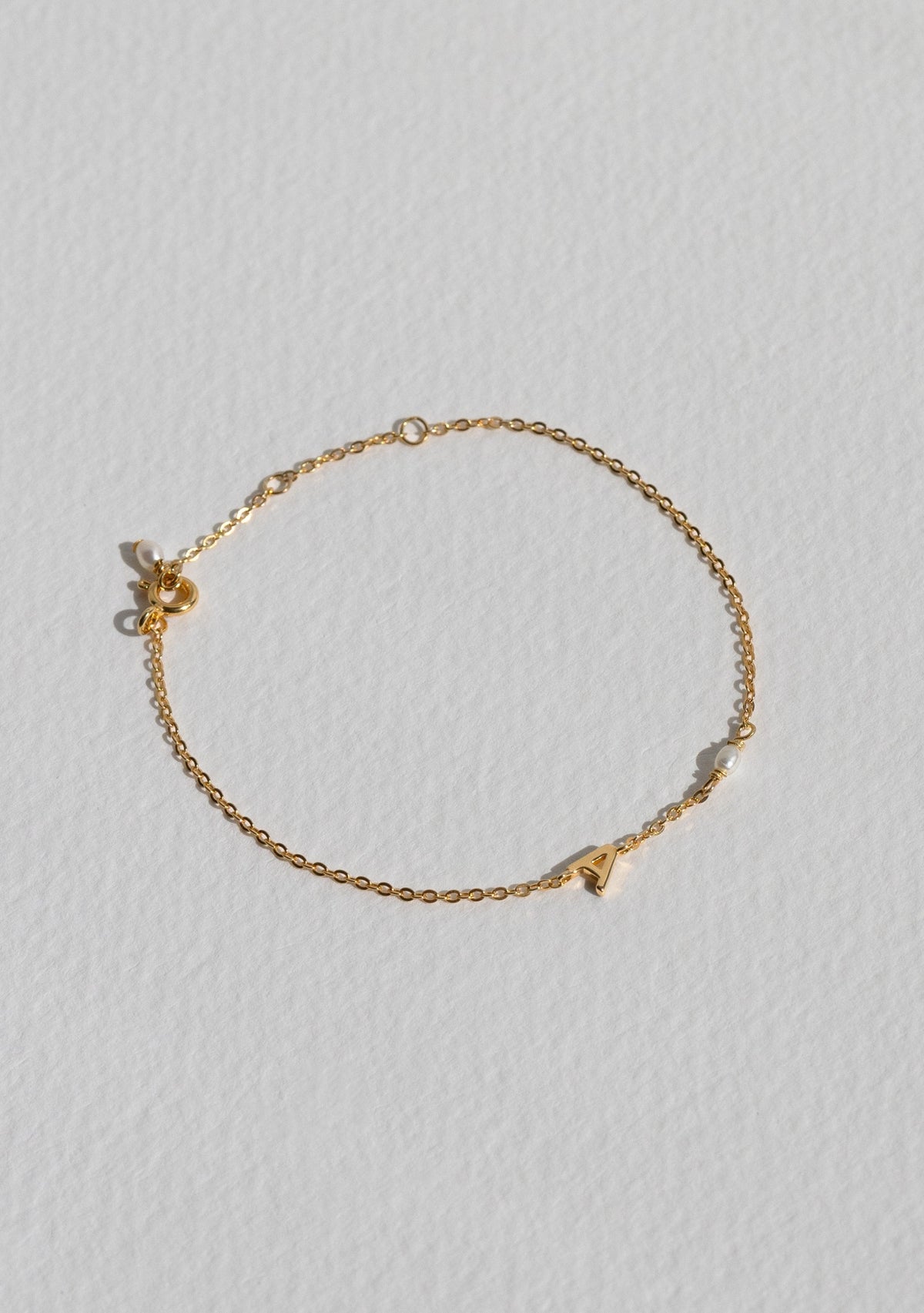 Pearl Letter Bracelet - Gold