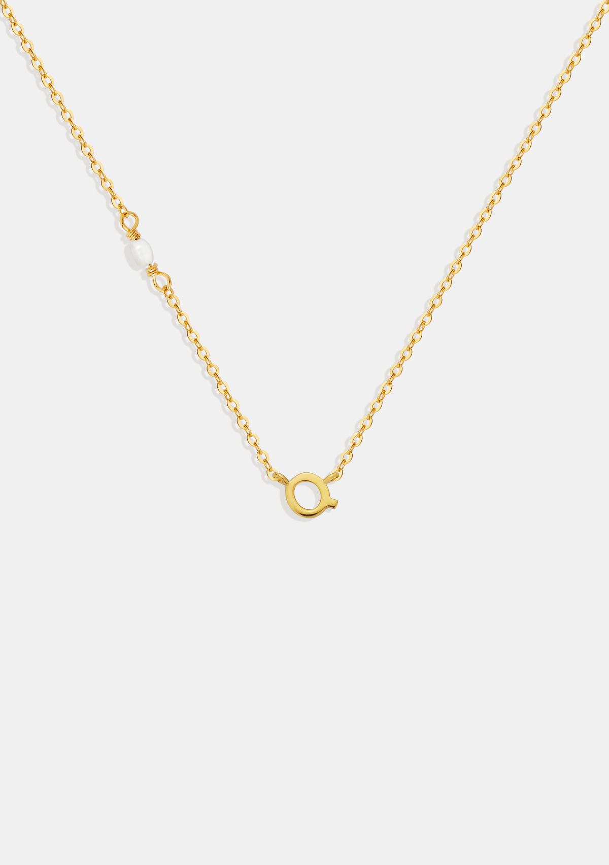 Pearl Letter Necklace - Gold
