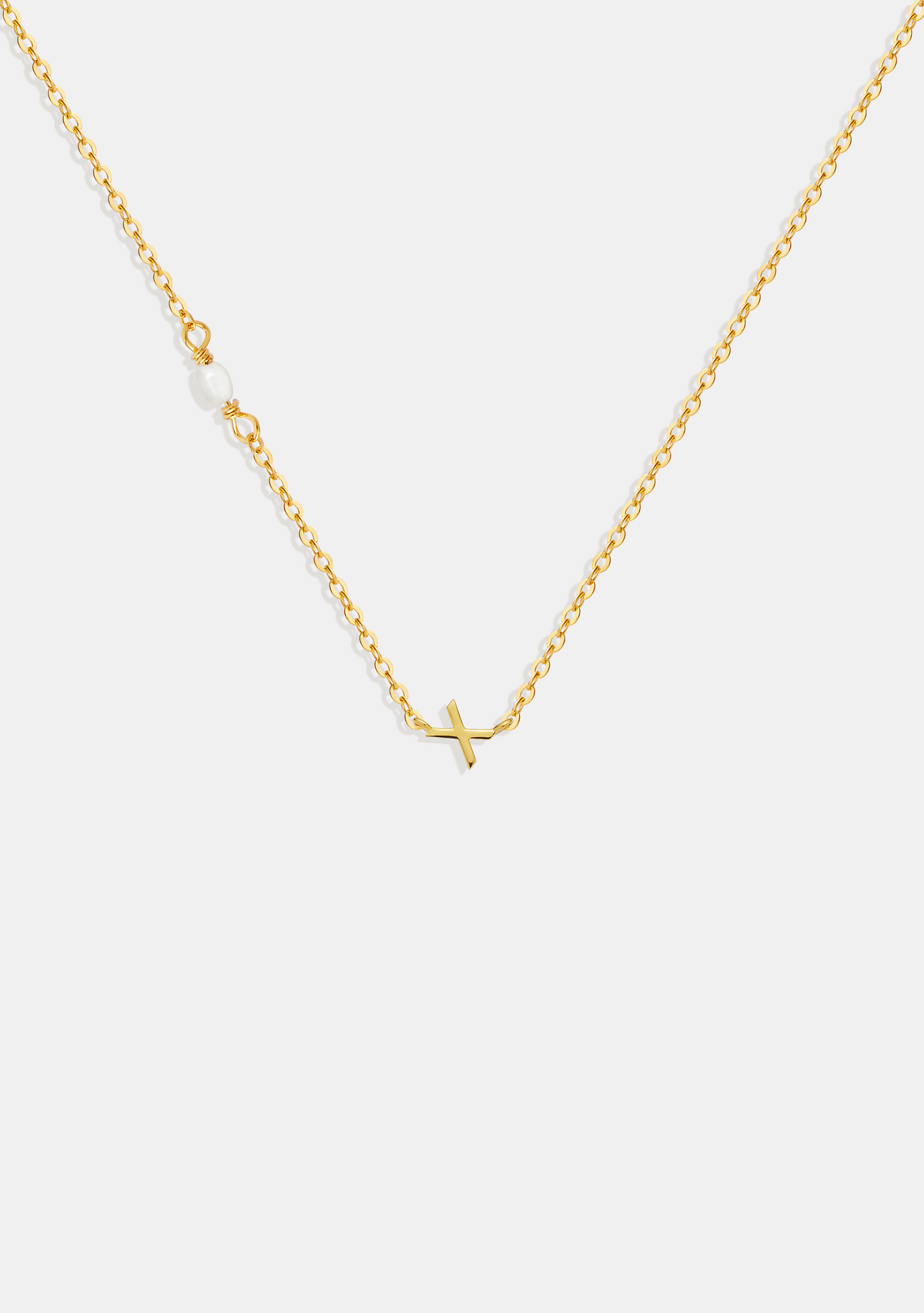 Pearl Letter Necklace - Gold