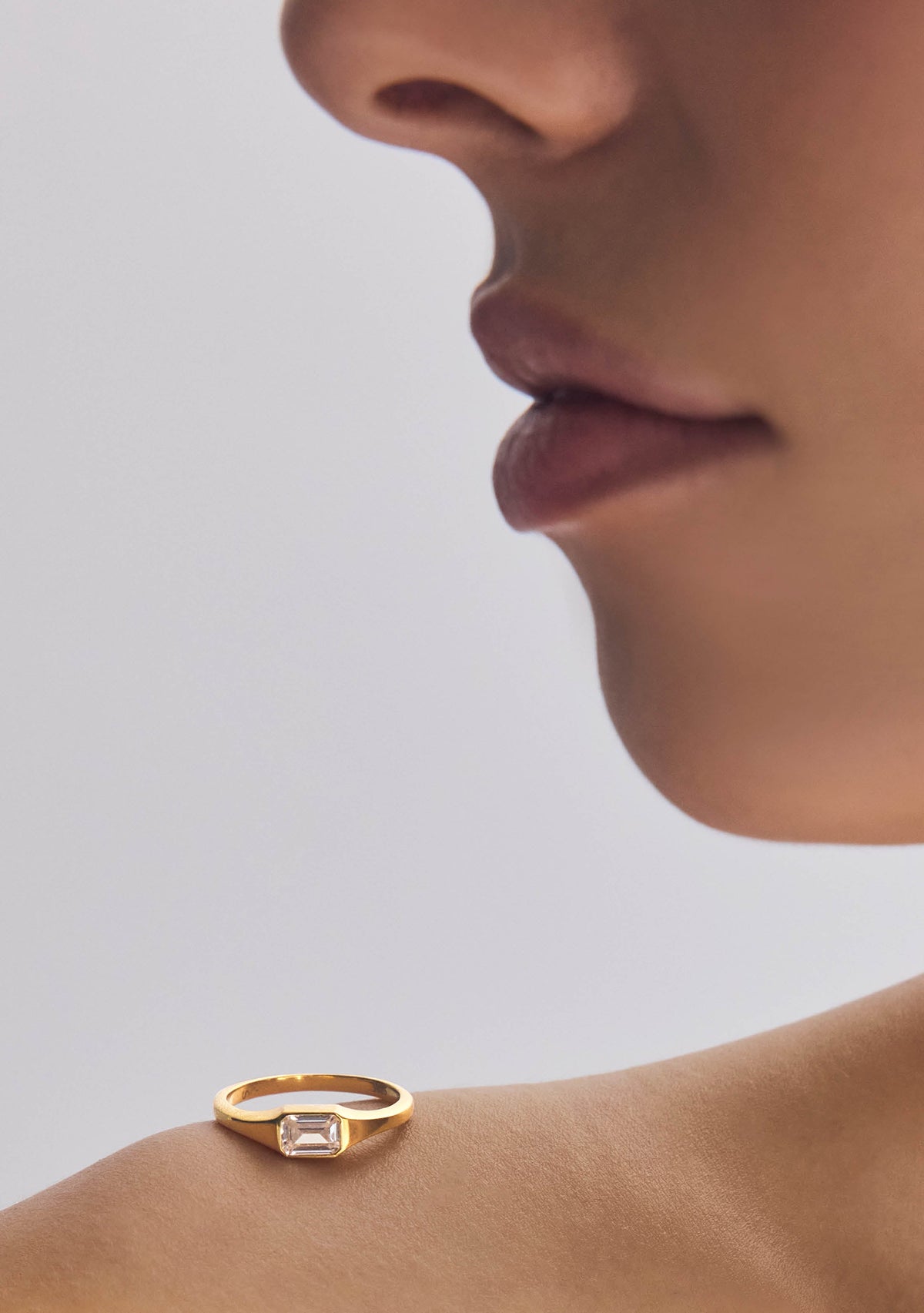 Lineaire Signet Ring - Gold